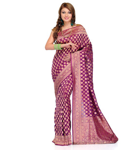 Purple Silk Georgette Saree