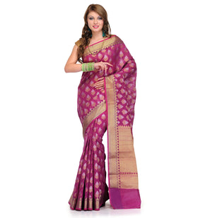 Purple Cotton Silk Saree