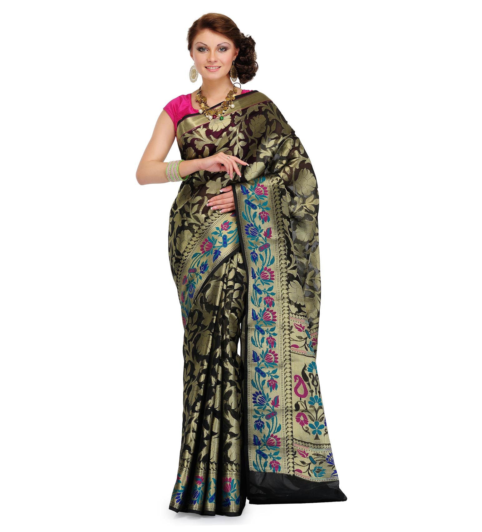 Black Silk Georgette Saree