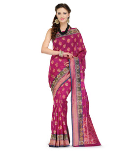 Purple Silk Georgette Saree