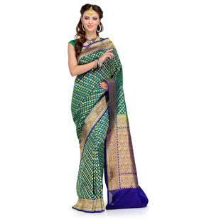 Green Silk Georgette Upada Saree