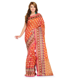 Light Orange Silk Georgette Saree