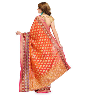 Light Orange Silk Georgette Saree