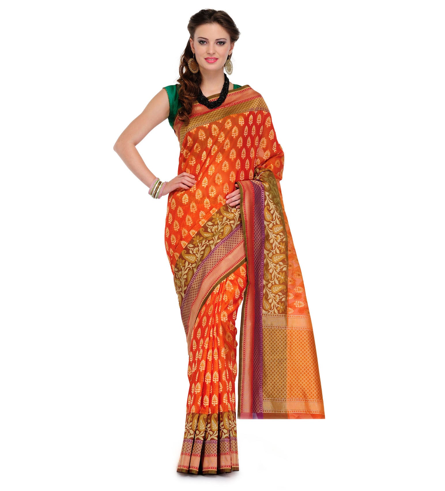 Brown Silk Georgette Saree