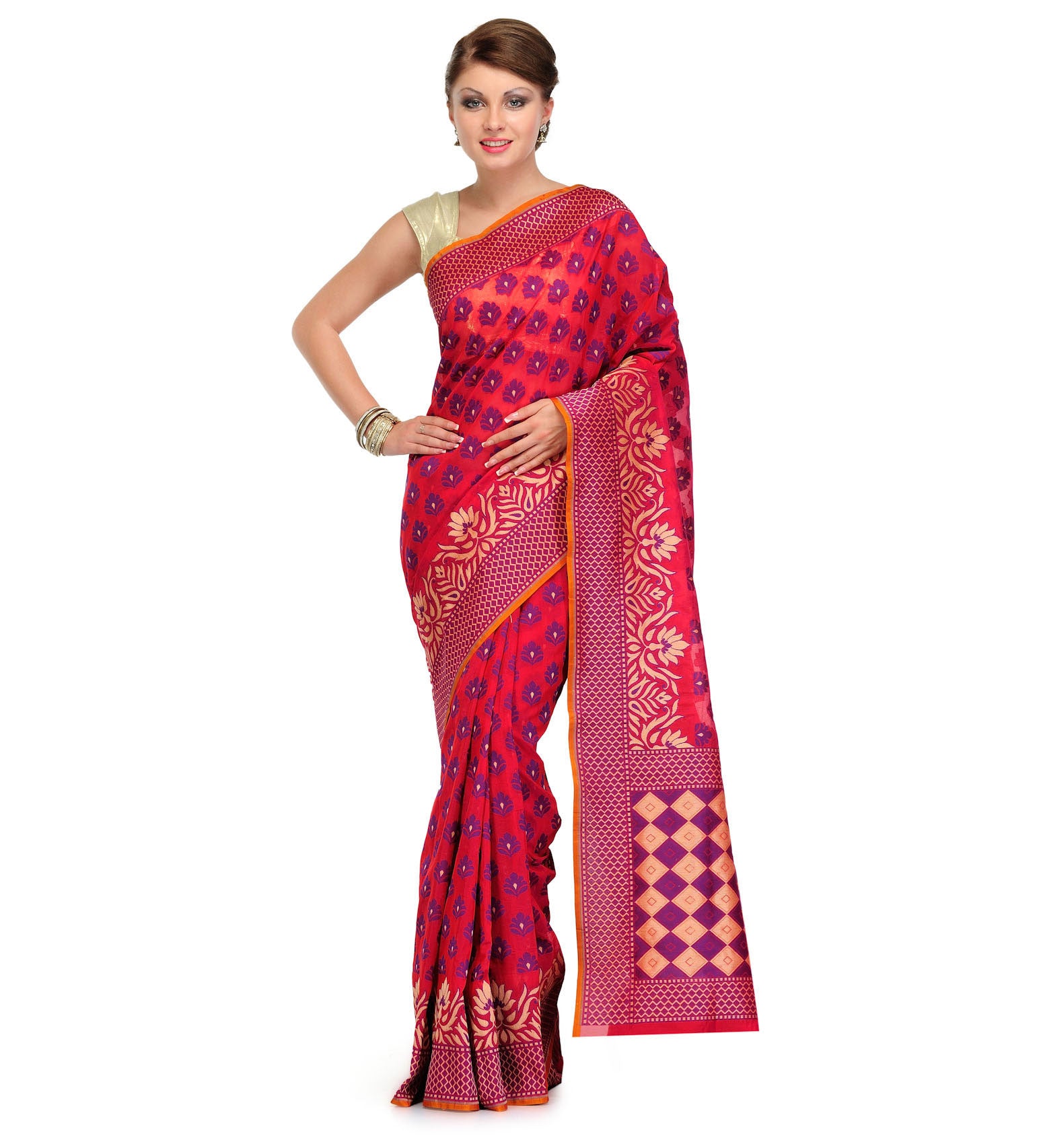 Pink Silk Georgette Saree