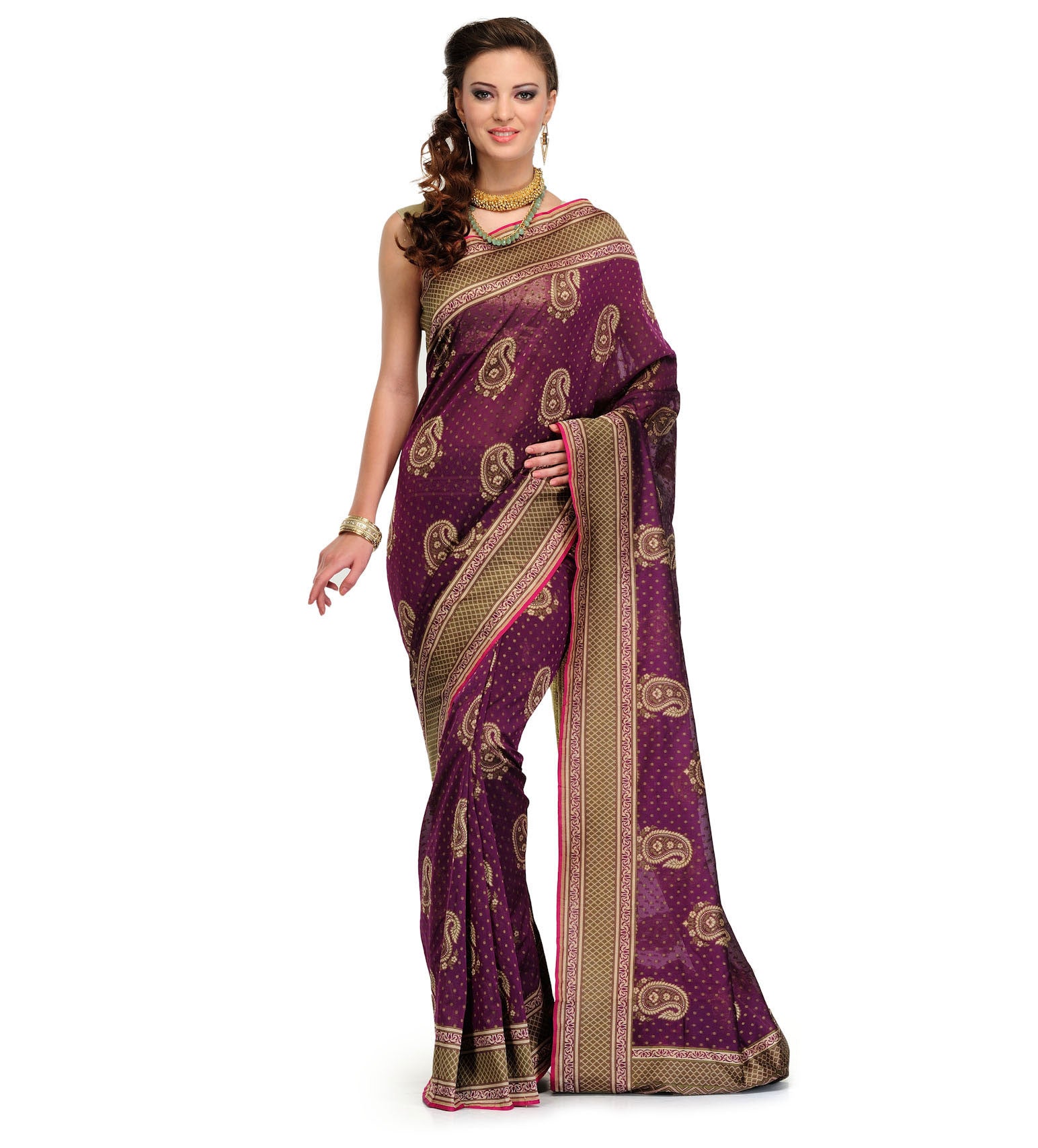 Violet Silk Georgette Saree