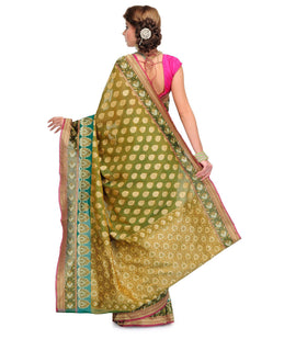 Green Silk Georgette Saree