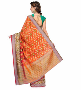 Orange Silk Georgette Saree