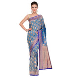 Turquoise Silk Georgette Upada Saree