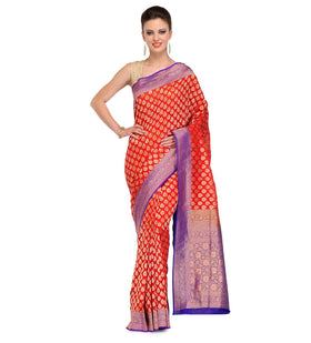 Red Silk Georgette Upada Saree