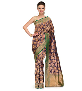 Navy Blue Silk Georgette Upada Saree