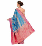 Turquoise Silk Georgette Upada Saree