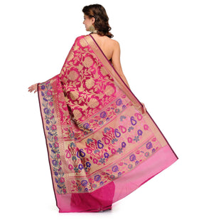 Purple Silk Georgette Upada Saree