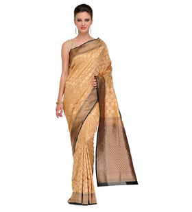 Beige Silk Georgette Upada Saree