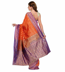 Orange Silk Georgette Upada Saree