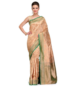 Beige Silk Georgette Upada Saree