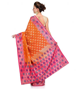 Orange Silk Georgette Upada Saree