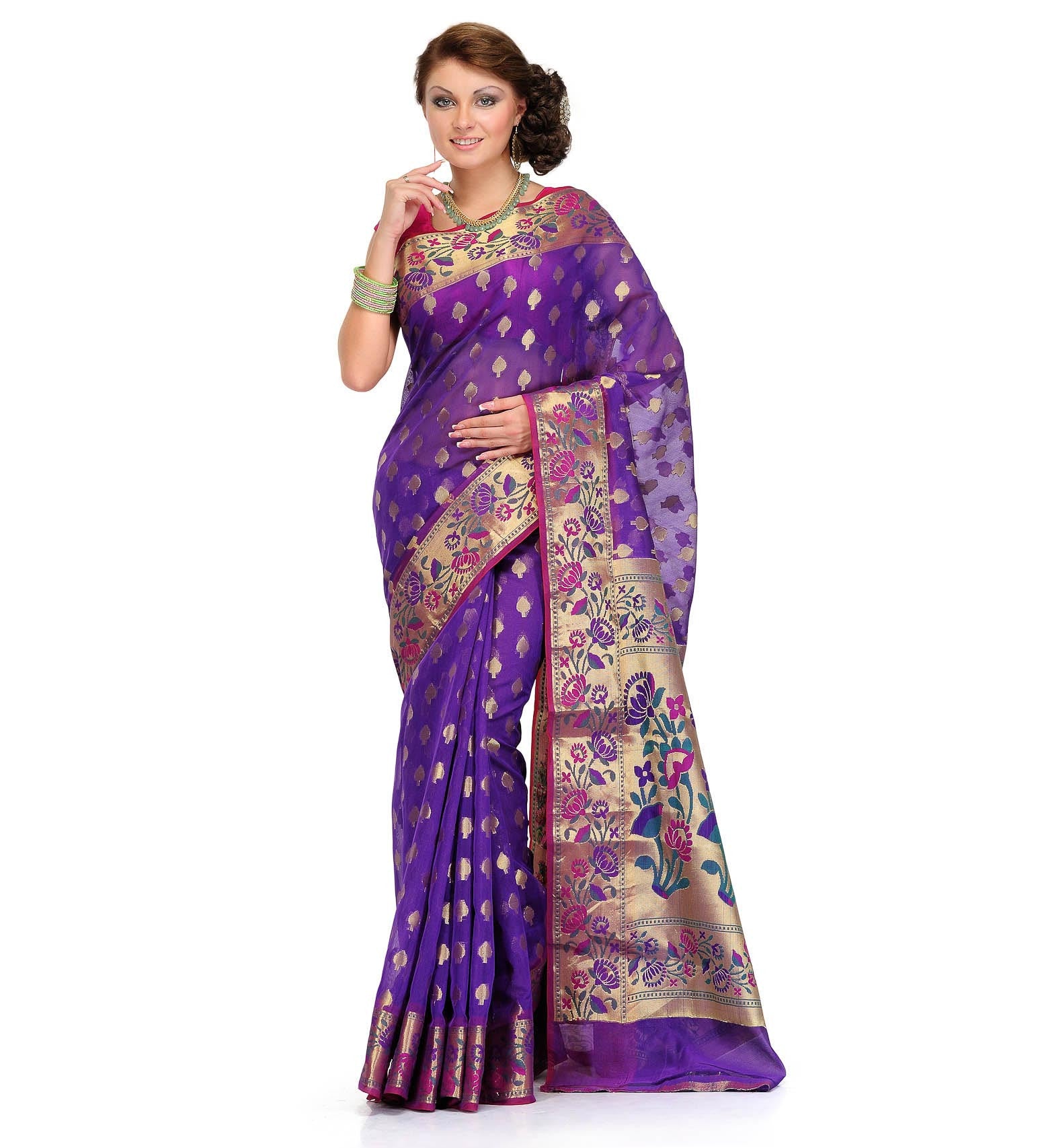 Violet Silk Georgette Saree