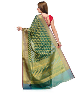 Emerald Green Silk Georgette Saree