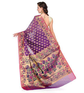 Violet Silk Georgette Saree