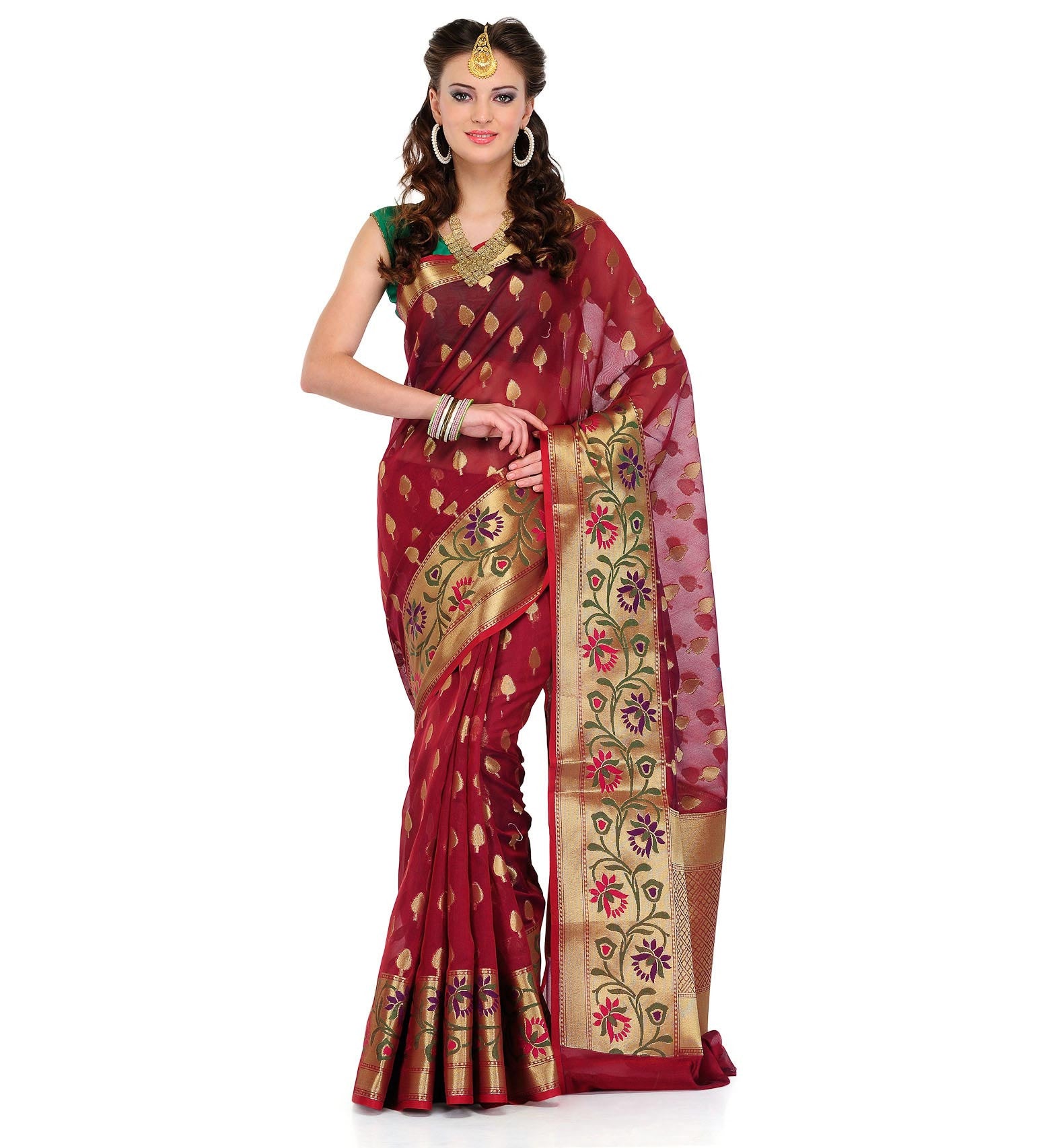 Maroon Silk Georgette Saree