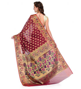 Maroon Silk Georgette Saree