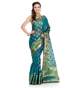 Green Silk Georgette Saree