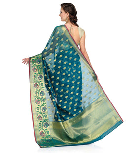 Green Silk Georgette Saree