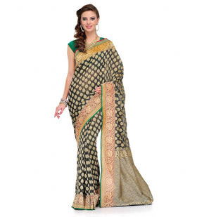 Green Silk Georgette Saree