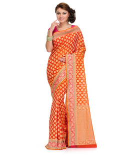 Orange Silk Georgette Saree