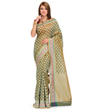 Olive Silk Georgette Saree