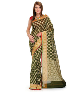 Green Silk Georgette Saree