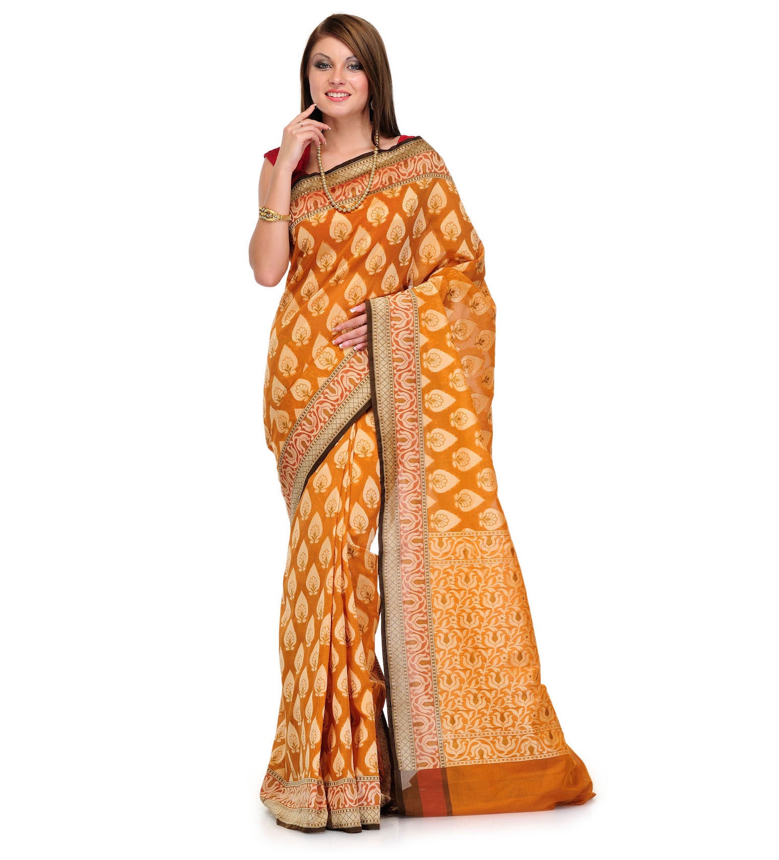 Golden Silk Georgette Saree