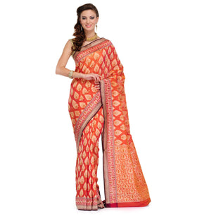 Rust Silk Georgette Saree