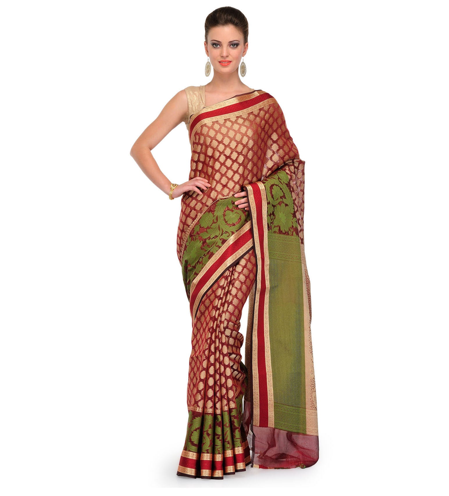 Maroon Silk Georgette Saree