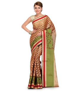 Brown Silk Georgette Saree