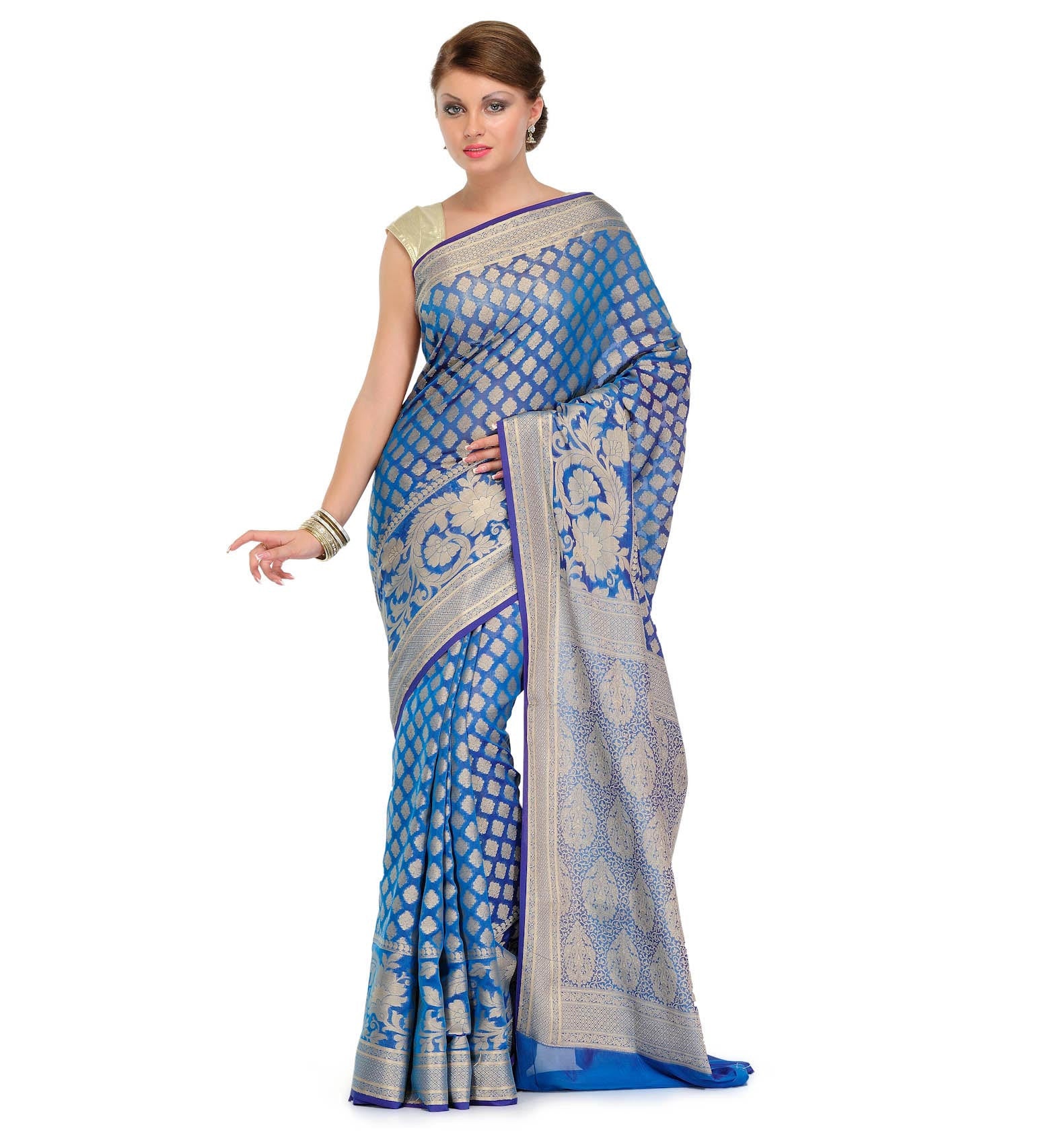 Blue Silk Georgette Saree