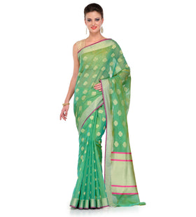 Green Cotton Silk Saree