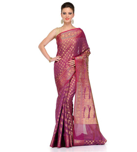 Purple Silk Georgette Saree