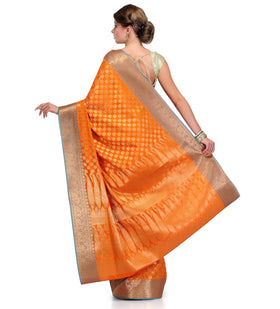 Orange Silk Georgette Saree