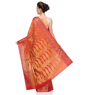 Rust Silk Georgette Saree