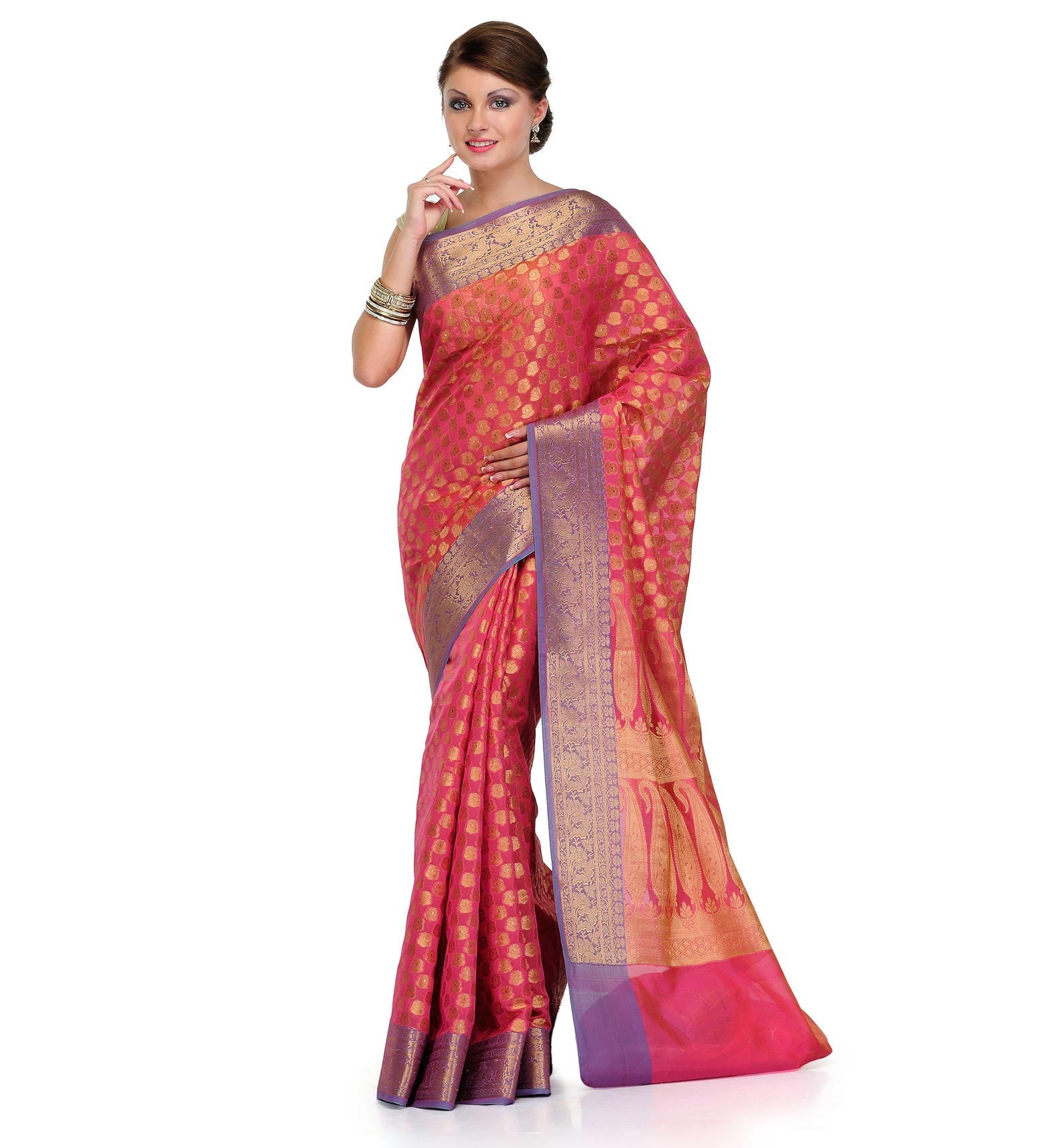 Pink Silk Georgette Saree