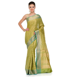 Olive Silk Georgette Saree