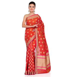 Rust Cotton Silk Saree