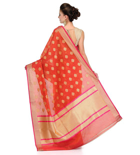 Rust Cotton Silk Saree