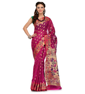 Purple Silk Georgette Saree