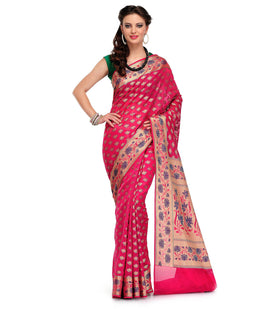 Magenta Silk Georgette Saree