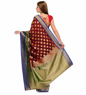 Maroon Silk Georgette Upada Saree