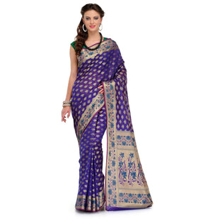 Royal Blue Silk Georgette Saree