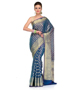 Dark Blue Silk Georgette Saree